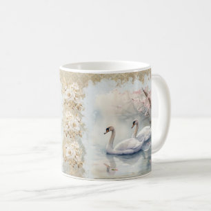 Caneca De Café Cisne Pacífica no Lago - Teal Tan