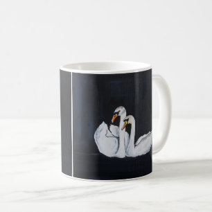 Caneca De Café Cisnes à Noite Pintura de Alfred Fox