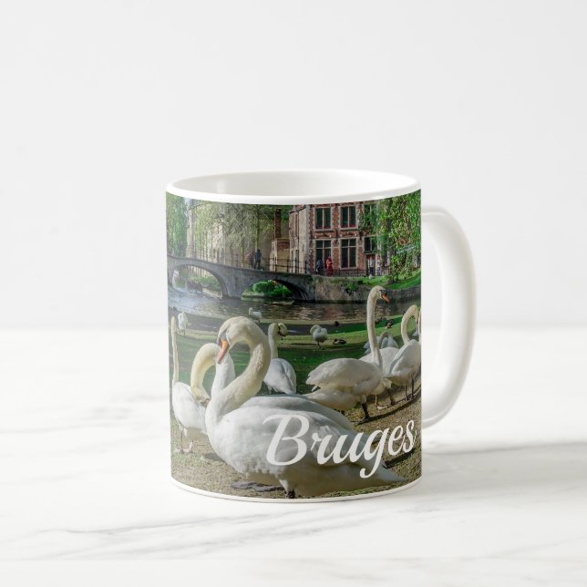 Caneca De Café Cisnes brancas de Bruges (Frente Esquerda)