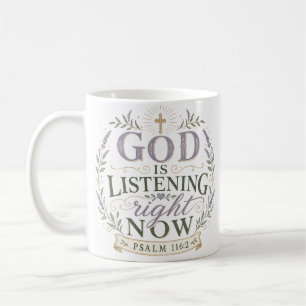 Caneca De Café Citação Bíblica Cristã Deus Está Ouvindo Agora