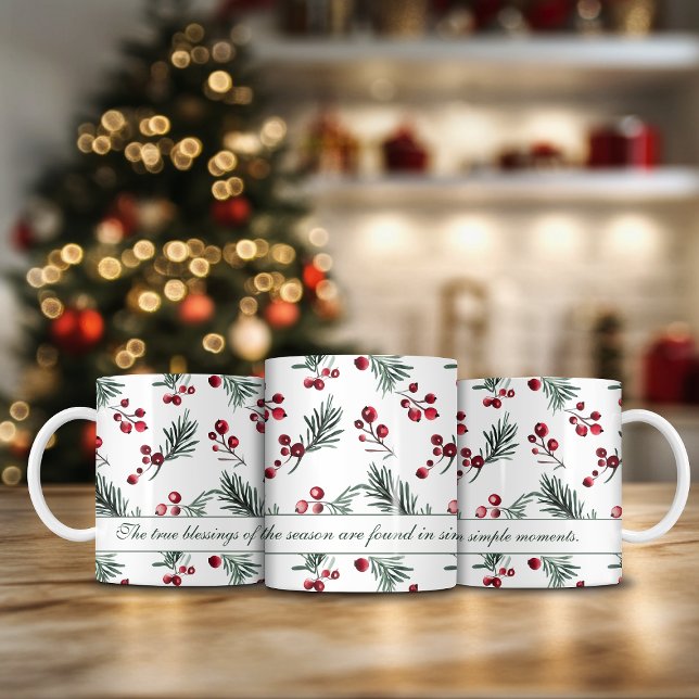Caneca De Café Citação Botânica de Aquarela de Natal Elegante (Elegant Christmas Watercolor Botanical Quote Coffee Mug)