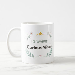 Caneca De Café Citação Botânica Mentes Curiosas em Crescimento