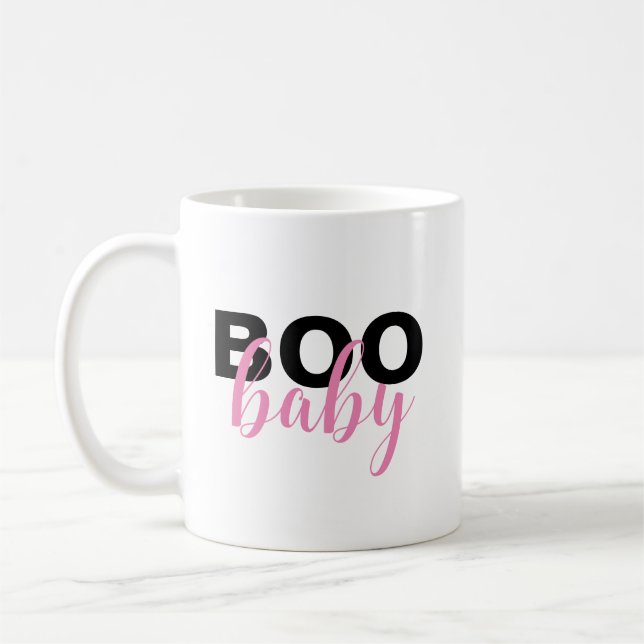 Caneca De Café Citação Chic Rosa Preto Boo Baby (Esquerda)