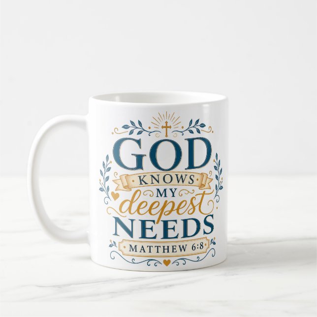Caneca De Café Citação Cristã Deus Conhece Minhas Necessidades Ma (Esquerda)
