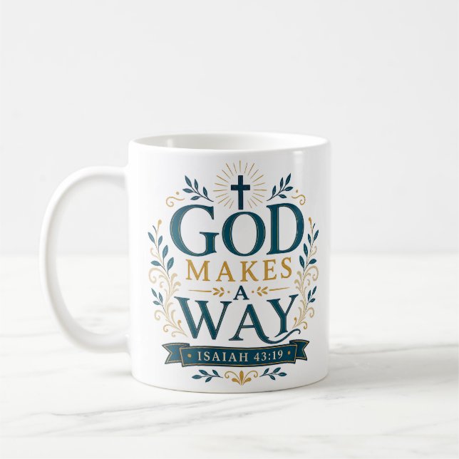 Caneca De Café Citação Cristã Deus Faz Um Caminho (Esquerda)