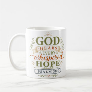 Caneca De Café Citação Cristã Deus Ouve Toda Esperança Sussurrada