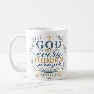 Caneca De Café Citação Cristã Deus Vê Toda Oração Oculta