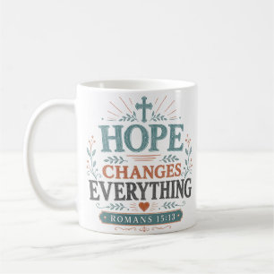 Caneca De Café Citação Cristã Espiritual - A Esperança Muda Tudo