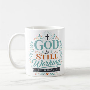 Caneca De Café Citação Cristã Espiritual Deus Ainda Está Trabalha