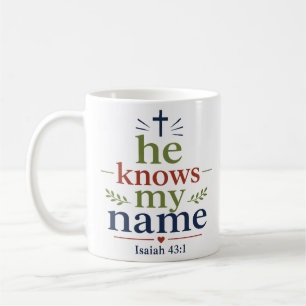 Caneca De Café Citação Cristã Inspiradora Ele Conhece Meu Nome