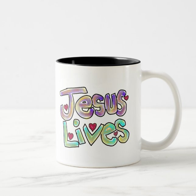 Caneca De Café Citação Cristã "Jesus Vive" Ártico Único (Direita)