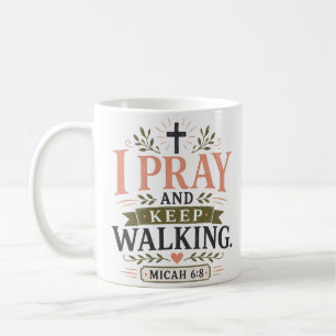 Caneca De Café Citação Cristã Rezo E Continuo Caminhando