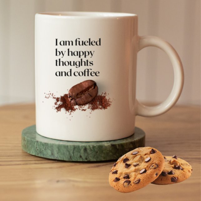 Caneca De Café Citação da Borra de Café Pensamentos Felizes  (Criador carregado)