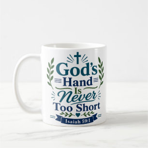 Caneca De Café Citação da Escritura: A Mão de Deus Nunca é Curta