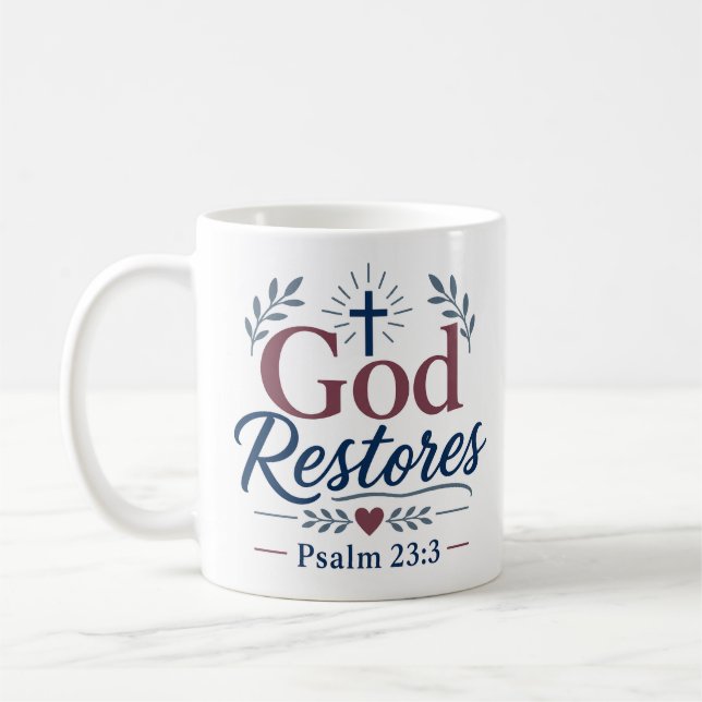 Caneca De Café Citação da Fé Cristã de Deus Restaura (Esquerda)