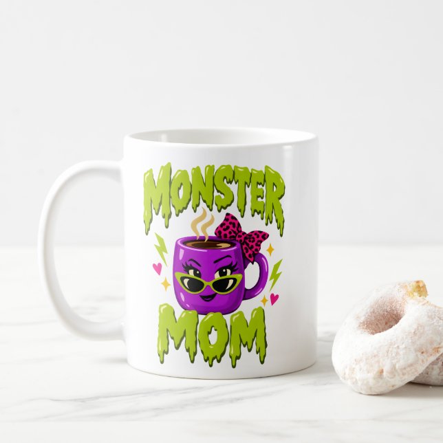 Caneca De Café Citação da Mãe Café "Mãe Monstro" Mães (Com Donut)