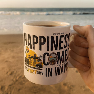 Caneca De Café Citação da Praia do Surf Van Felicidade Vem em Ond