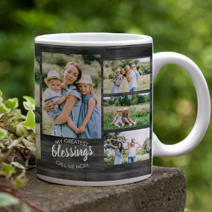 Caneca De Café Citação das Maiores Bênçãos Foto 12 Madeira Cinza