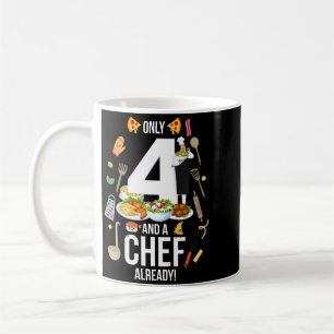 Caneca De Café Citação de 4º Aniversário _só 4 anos e já um Chef_