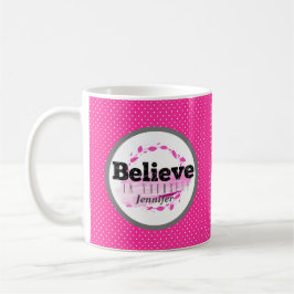 Caneca De Café Citação de Acredite em Si Mesmo Aquarela Pontos Ro