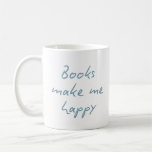Caneca De Café Citação de Amante de Livros Escrita à Mão em Azul