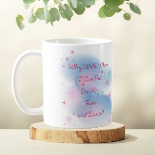 Caneca De Café Citação de Balé Cor-de-Rosa e Azul e Ballerina