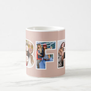 Caneca De Café Citação de Besties Rosa de Tendência de Colagem