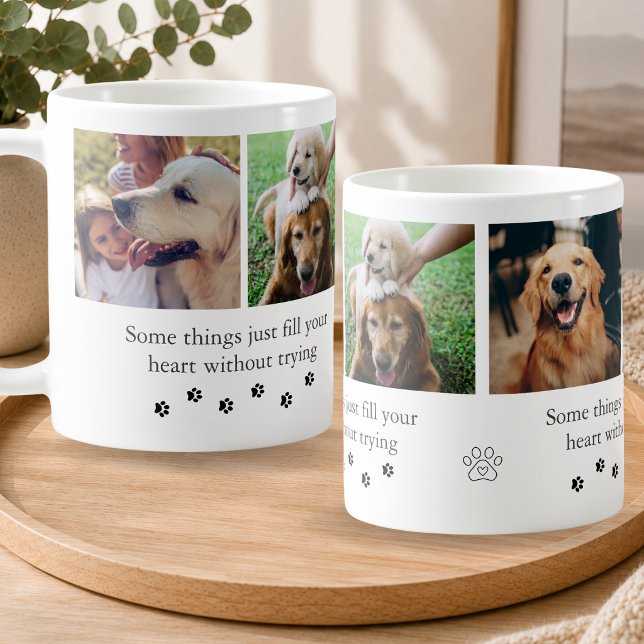 Caneca De Café Citação de cachorro de estimação fofo com colagem  (Criador carregado)
