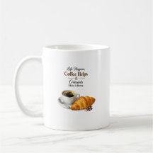 Citação de Café e Croissant Manhã Design de Café