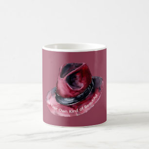 Caneca De Café Citação de Chapéu de Cowboy Burgundy Cowgirl