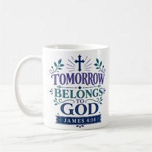 Caneca De Café Citação de Devocional Matinal - O Amanhã Pertence