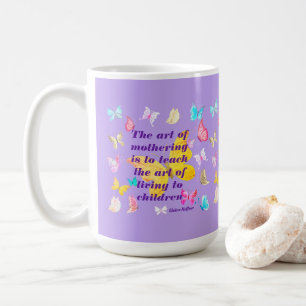 Caneca De Café Citação de dia de as mães com Borboletas de Aqu