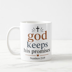 Caneca De Café Citação de Escritura Cristã Deus Cumpre Suas Prome
