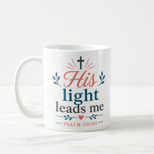 Caneca De Café Citação de Escritura Cristã Sua Luz Me Guia