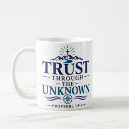 Caneca De Café Citação de Esperança Cristã Através do Desconhecid