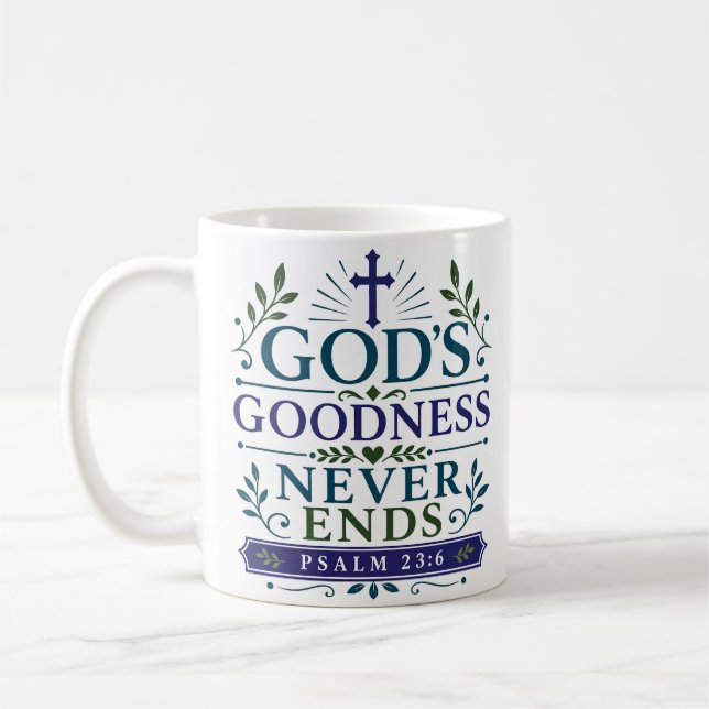 Caneca De Café Citação de Fé Cristã A Bondade de Deus Nunca Termi (Esquerda)