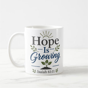 Caneca De Café Citação de Fé Cristã A Esperança Está Crescendo