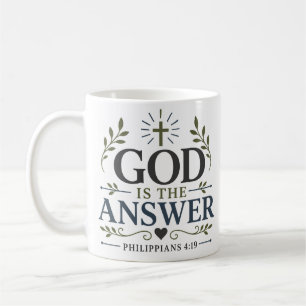 Caneca De Café Citação de Fé Cristã Deus É a Resposta