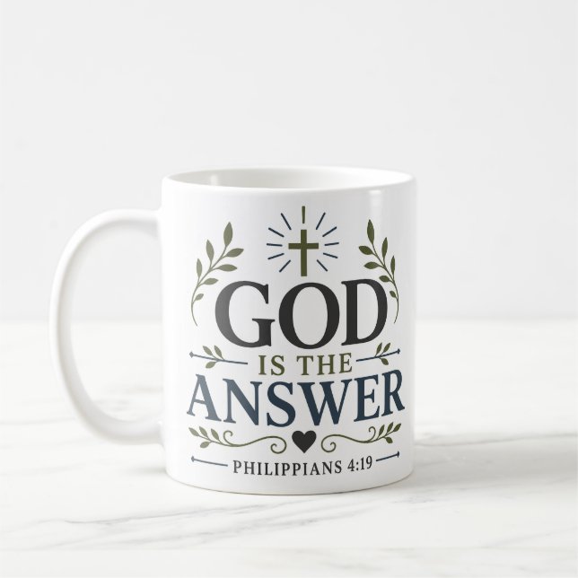 Caneca De Café Citação de Fé Cristã Deus É a Resposta (Esquerda)
