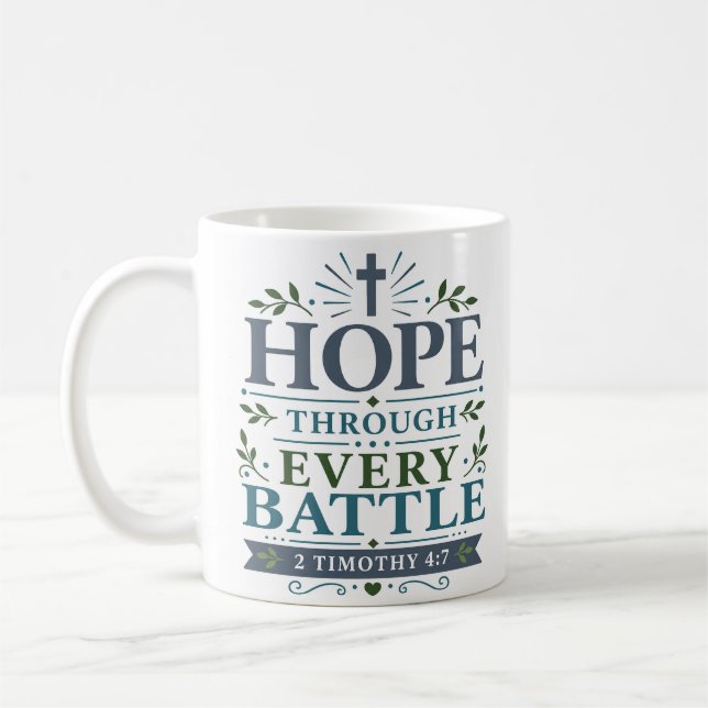 Caneca De Café Citação de Fé Ousada Esperança Através de Cada Bat (Esquerda)