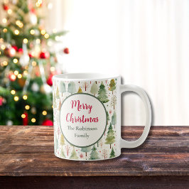 Caneca De Café Citação de Feliz Natal Nome Árvores Florestais Saz