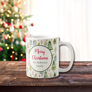 Caneca De Café Citação de Feliz Natal Nome Árvores Florestais Saz