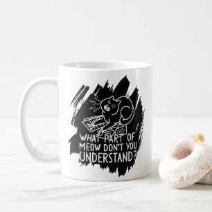 Caneca De Café Citação de Gato Engraçado Preto
