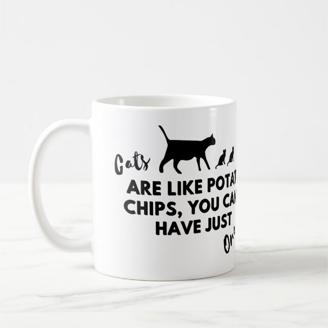 Caneca De Café Citação de Gatos Engraçada: Gatos são como Batatas (Esquerda)