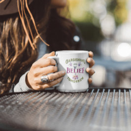 Caneca De Café Citação de Jardim Inspirador Vintage Monograma