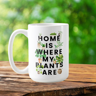 Caneca De Café Citação de jardinagem de planta doméstica aquarela