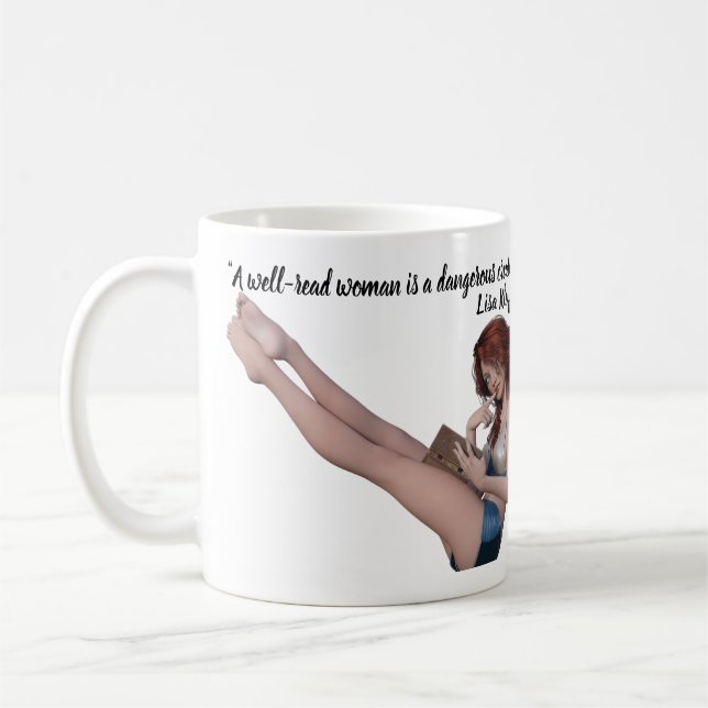 Caneca De Café Citação de Lisa Kleypas sobre mulheres instruídas (Esquerda)