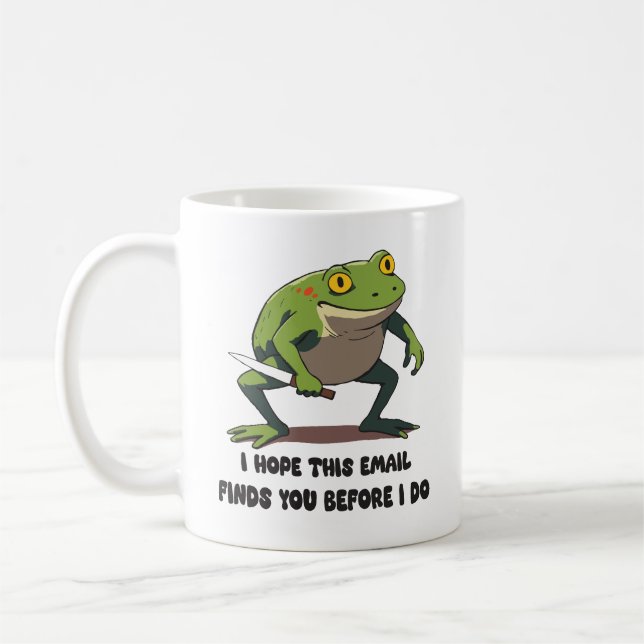 Caneca De Café Citação de Meme de Sapo Engraçado com Faca (Esquerda)