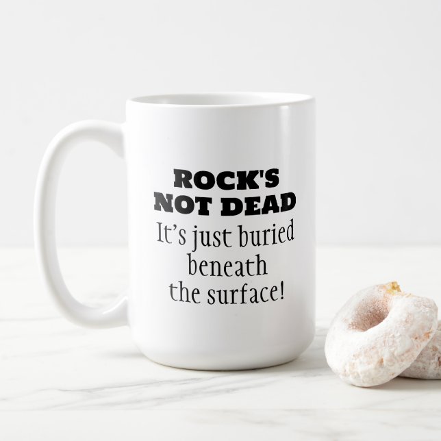 Caneca de Café Citação de Música Funny Rock's Not  (Com Donut)