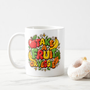 Caneca De Café Citação de Nutrição "Pegue uma Fruta ou Legume"
